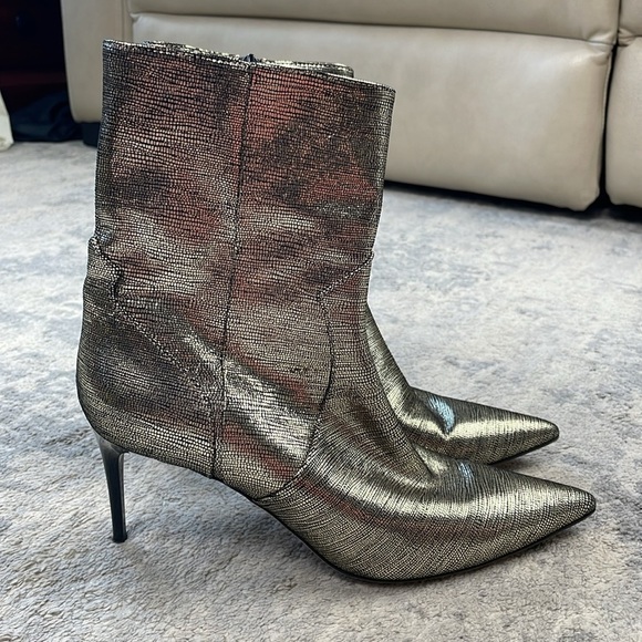 IRO Metallic Davy Ankle Boots Stiletto Heel Silver Sz 41 - Picture 7 of 15